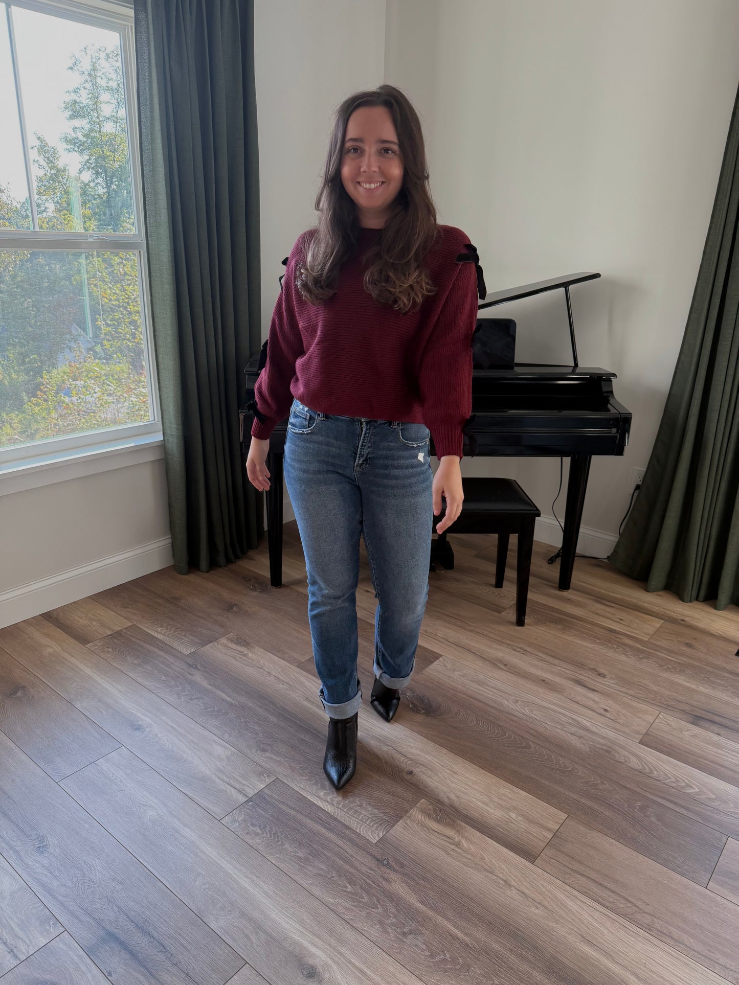 Velvet Bow Knit Sweater