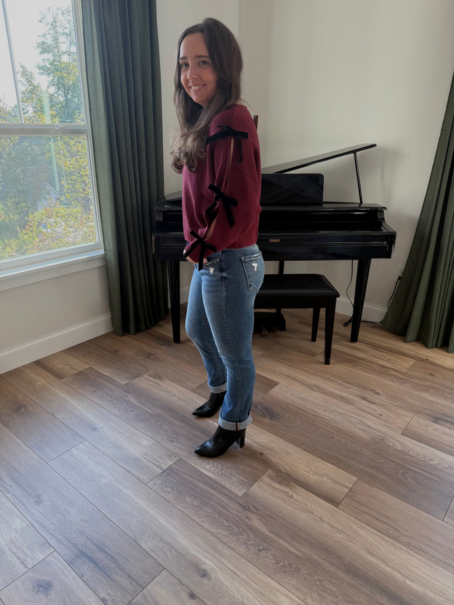 Velvet Bow Knit Sweater