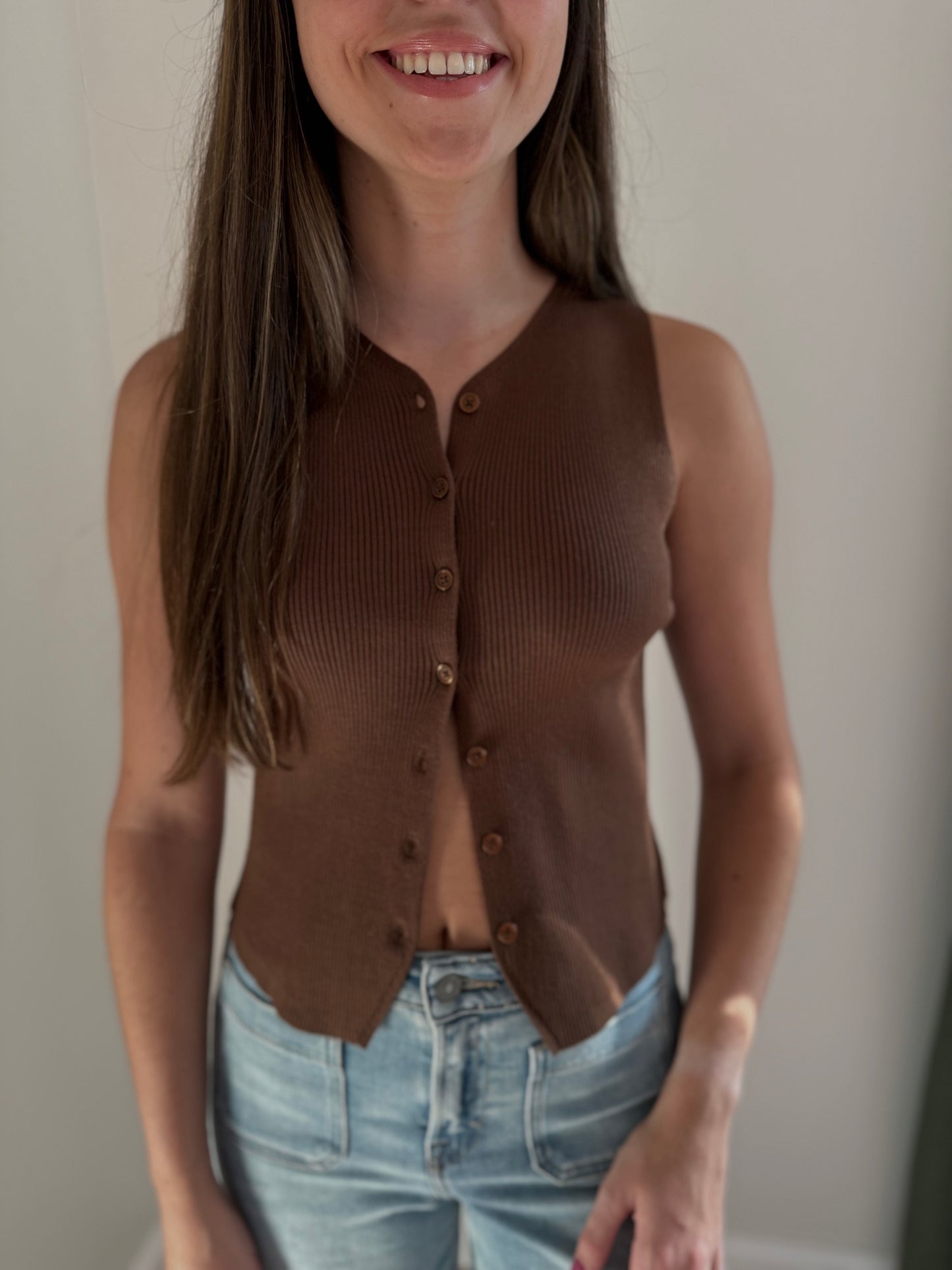 Mocha Me Down Button Down Vest