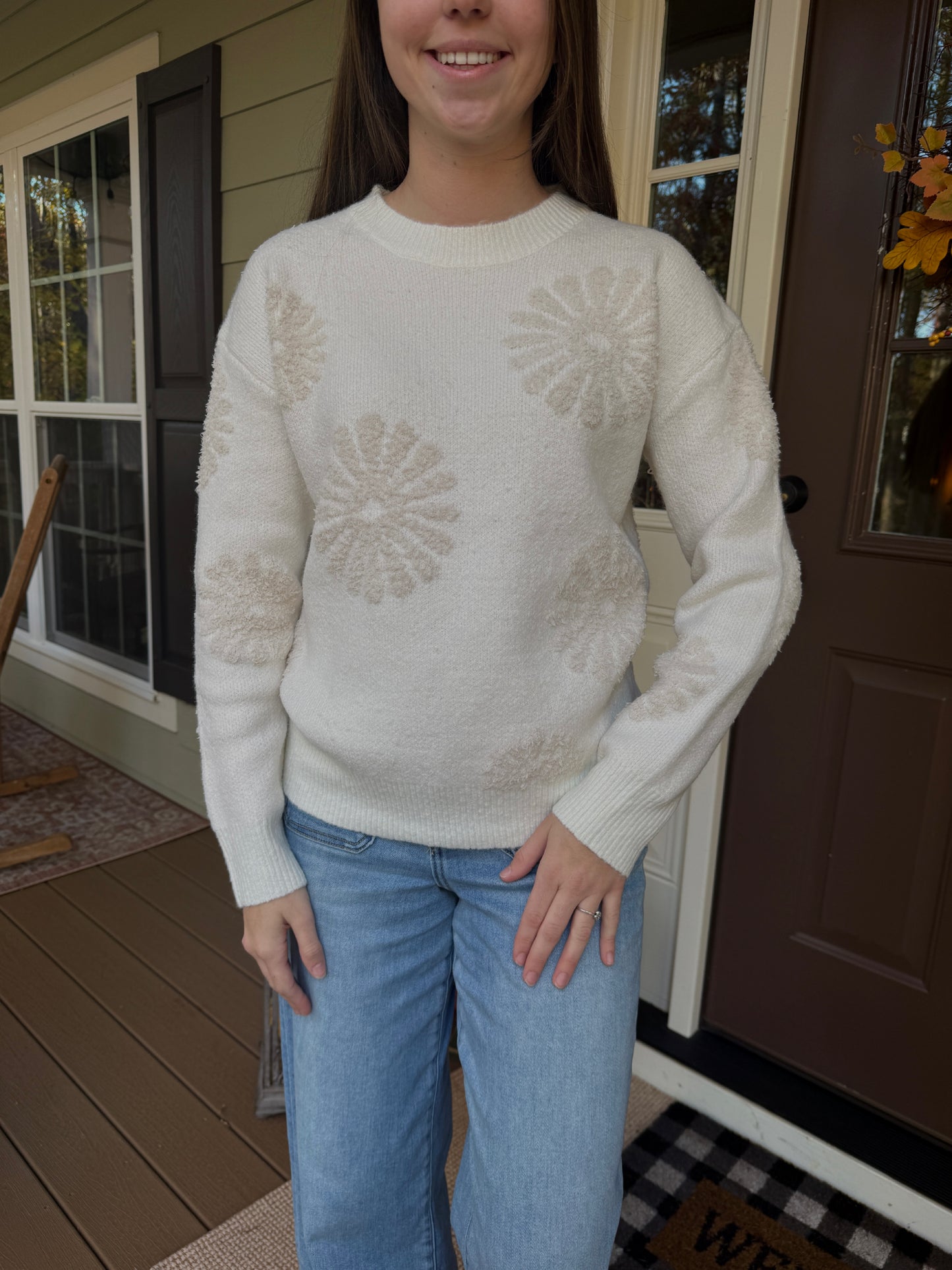 Floral Flocked Sweater
