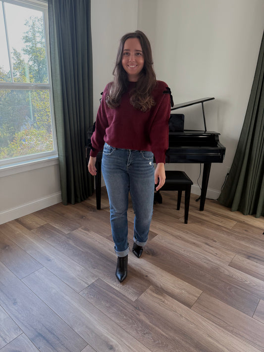 Velvet Bow Knit Sweater