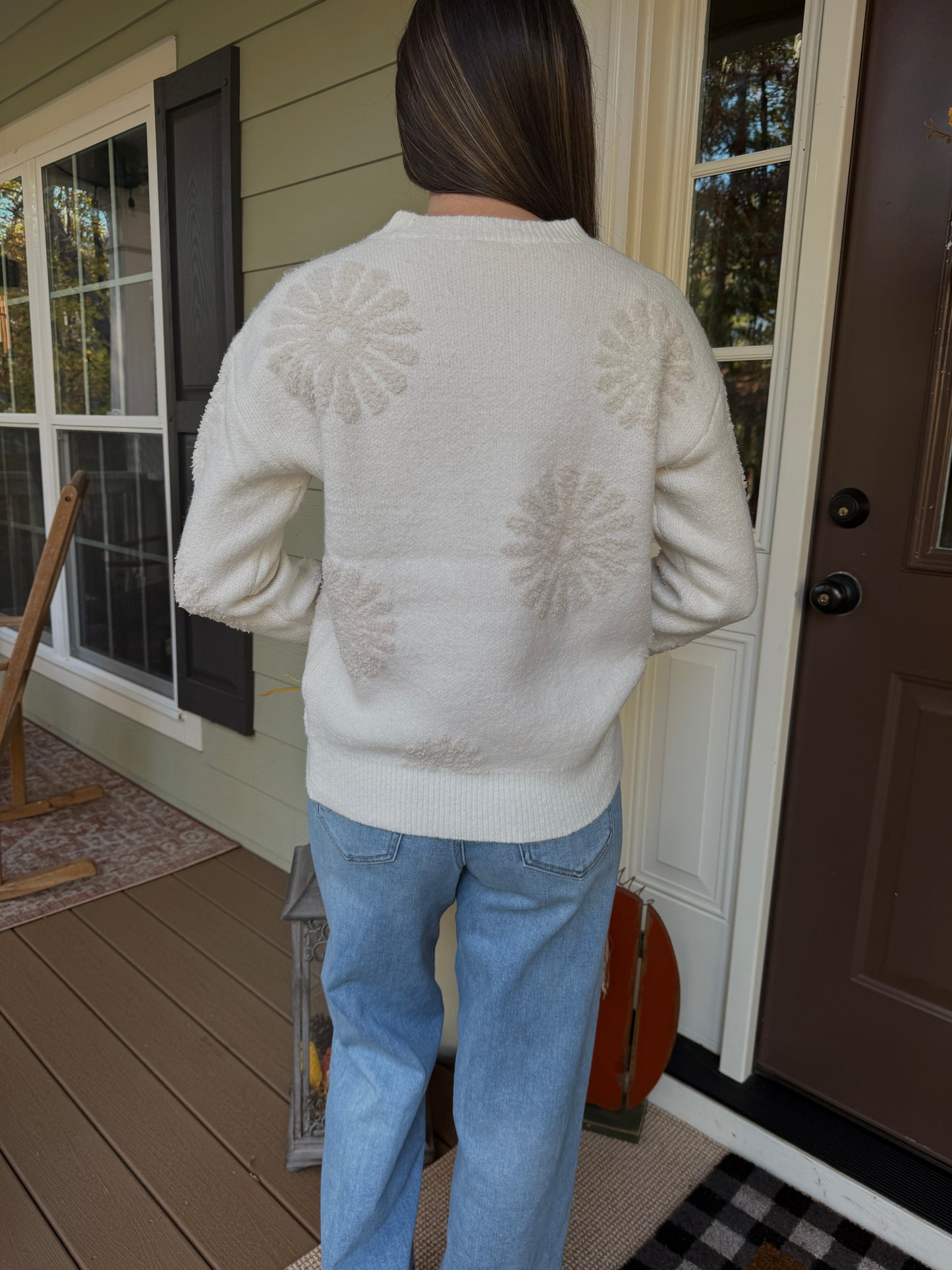 Floral Flocked Sweater